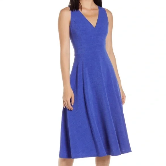 Women's Vince Camuto Button Back Fit & Flare Dress, Size 10 - Blue